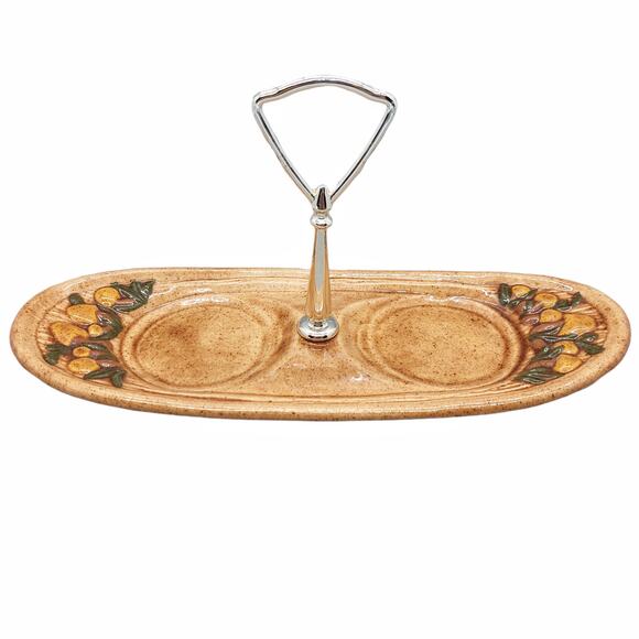 Mushroom Ceramic Salt Pepper Condiment Carrier Holder Decor Vintage 1990 - Picture 1 of 10